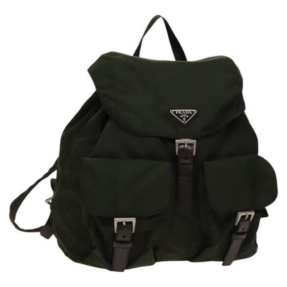 PRADA Backpack Nylon Khaki Silver - Picture 1 of 10